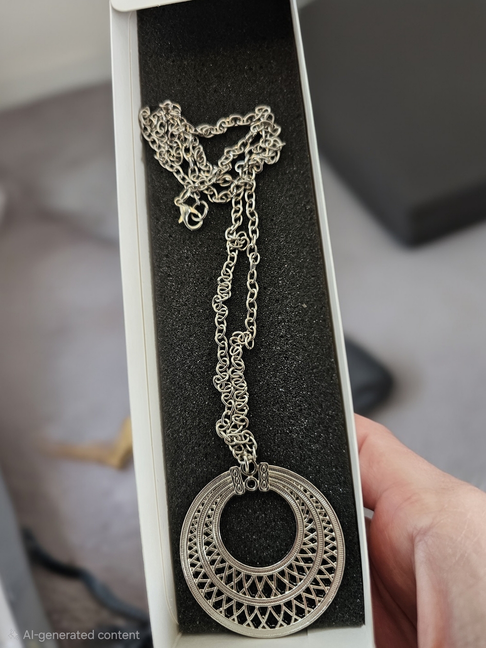 Lia Sophia Silver Filigree Double Circle Pendant Necklace - Women Jewelry